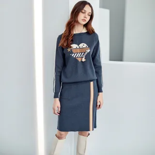 【ILEY 伊蕾】時尚撞色車線微刷色鬆緊棉質牛仔褲(深藍色；M-XL；1223338601) 歷史價格詳細信息