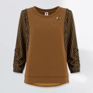 【ILEY 伊蕾】拼接條紋牛仔連帽上衣(藍；M-2L；1243018117) 歷史價格詳細信息