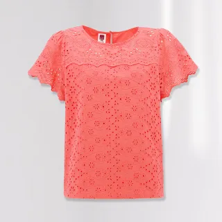 【ILEY 伊蕾】氣質釘珠香水印花拼接蕾絲袖針織上衣(灰色；M-XL；1224075050) 歷史價格詳細信息