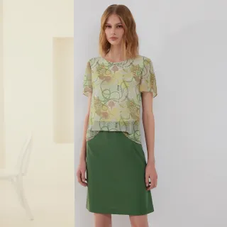 【ILEY 伊蕾】典雅印花雪紡上衣(杏色；M-XL；1231081421) 歷史價格詳細信息