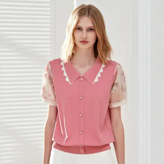 【ILEY 伊蕾】優雅荷葉綁帶手繪風玫瑰印花雪紡上衣(淺綠色；M-2L；1232181423) 歷史價格詳細信息