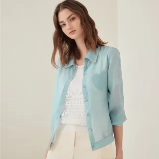 【ILEY 伊蕾】氣質釘珠香水印花拼接蕾絲袖針織上衣(灰色；M-XL；1224075050) 歷史價格詳細信息