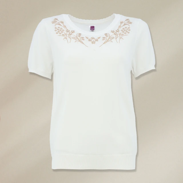 【ILEY 伊蕾】優雅刺繡小花亮片縲縈針織上衣(芥黃色；M-XL；1231455016) 歷史價格詳細信息