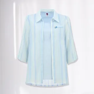 【ILEY 伊蕾】條紋微澎袖兩穿式外套(灰色；M-XL；1242014010) 歷史價格詳細信息