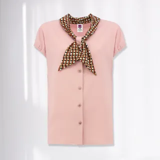 【ILEY 伊蕾】優雅撞色花瓣領型拼接蕾絲袖針織上衣(粉色；M-XL；1231065006) 歷史價格詳細信息