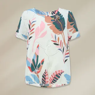 【ILEY 伊蕾】夏日扶桑花印花棉質上衣(綠色；M-XL；1232061250) 歷史價格詳細信息