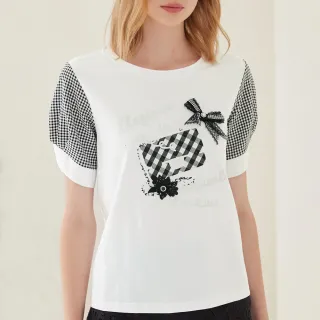 【ILEY 伊蕾】蝴蝶花圈刺繡造型棉質針織上衣(兩色；M-2L；1231455004) 歷史價格詳細信息