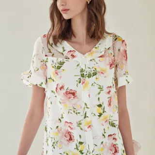 【ILEY 伊蕾】印花拼接造型領棉質長袖上衣(深藍；L-2L；1244011606) 歷史價格詳細信息