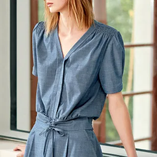 【ILEY 伊蕾】牛仔印花假兩件式短版上衣(藍色；M-XL；1232071228) 歷史價格詳細信息