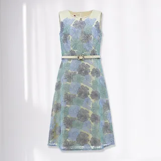 【ILEY 伊蕾】高雅端莊光澤感蕾絲織紋無袖洋裝(粉色；M-XL；1231087017) 歷史價格詳細信息