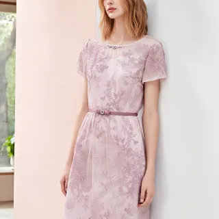 【ILEY 伊蕾】高雅端莊光澤感蕾絲織紋無袖洋裝(粉色；M-XL；1231087017) 歷史價格詳細信息