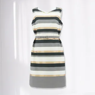 【ILEY 伊蕾】都會條紋腰帶造型車線開衩寬褲1222026639(黑) 歷史價格詳細信息