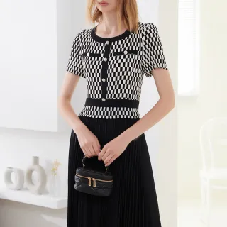 【ILEY 伊蕾】小香格紋花呢金蔥假兩件洋裝(淺紫色；M-XL；1242167044) 歷史價格詳細信息