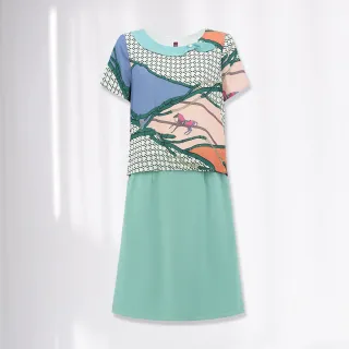 【ILEY 伊蕾】亮采幾何圖案漸層造型七分袖上衣1221281406(深藍) 歷史價格詳細信息