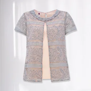 【ILEY 伊蕾】貴氣淑女造型領拼接雪紡絲巾印花上衣1213081024(粉) 歷史價格詳細信息