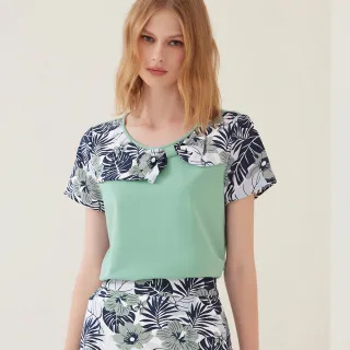 【ILEY 伊蕾】夏日扶桑花印花棉質上衣(綠色；M-XL；1232061250) 價格比較,價格查詢,歷史價格詳細信息