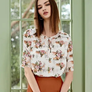 【ILEY 伊蕾】典雅條紋拼接雪紡絲光棉上衣(深藍色；M-2L；1222181202) 歷史價格詳細信息