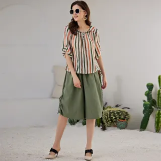 【ILEY 伊蕾】縲縈條紋針織上衣(白色；M-2L；1241455001) 歷史價格詳細信息