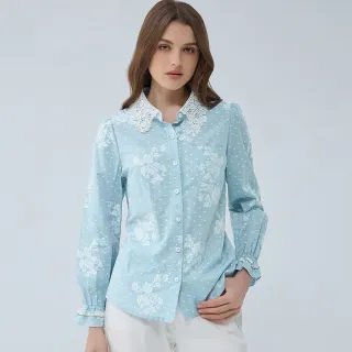 【ILEY 伊蕾】知性時髦落肩反摺接蕾絲領襯衫上衣(白色；M-XL；1231241506) 歷史價格詳細信息