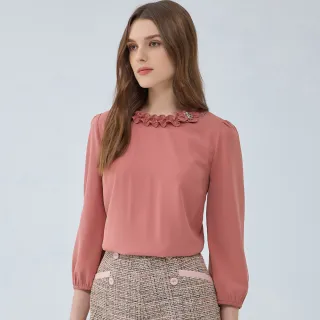 【ILEY 伊蕾】小蝴蝶結混羊毛波浪滾邊針織上衣(兩色；M-XL；1234455010) 歷史價格詳細信息