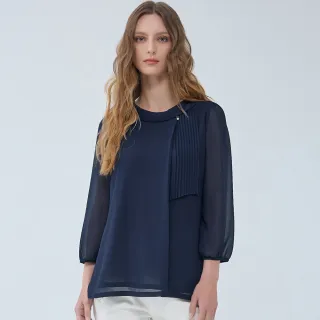 【ILEY 伊蕾】優雅撞色花瓣領型拼接蕾絲袖針織上衣(粉色；M-XL；1231065006) 歷史價格詳細信息