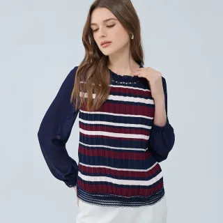 【ILEY 伊蕾】條紋微澎袖兩穿式外套(灰色；M-XL；1242014010) 歷史價格詳細信息