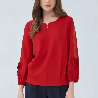 【ILEY 伊蕾】立體玫瑰貼布造型棉質條紋連帽上衣(紅色；M-XL；1224361602) 歷史價格詳細信息
