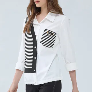 【ILEY 伊蕾】條紋微澎袖兩穿式外套(灰色；M-XL；1242014010) 歷史價格詳細信息