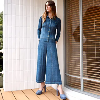 【ILEY 伊蕾】仿牛仔縲縈七分直筒褲(深藍色；M-2L；1242016251) 歷史價格詳細信息