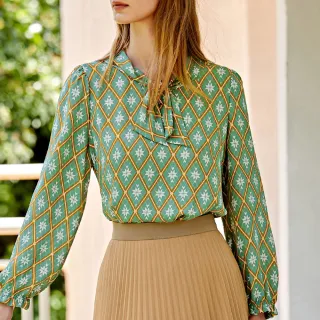 【ILEY 伊蕾】復古雪花菱格紋提織針織背心(綠色；M-XL；1233015737) 歷史價格詳細信息