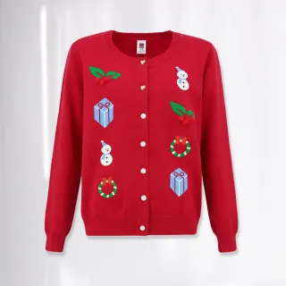 【ILEY 伊蕾】聖誕萌龍圓領針織上衣(深藍色；M-2L；1234405007) 歷史價格詳細信息