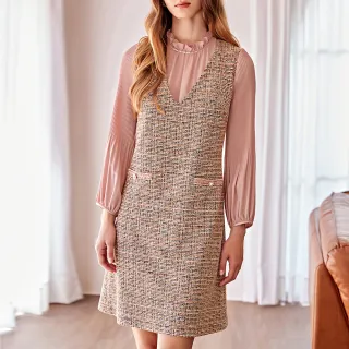 【ILEY 伊蕾】拼接雪紡POLO領針織上衣(深藍色；M-2L；1241405009) 歷史價格詳細信息