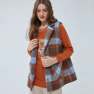 【ILEY 伊蕾】撞色格紋拼接磨毛上衣(淺綠色；M-2L；1234281604) 歷史價格詳細信息