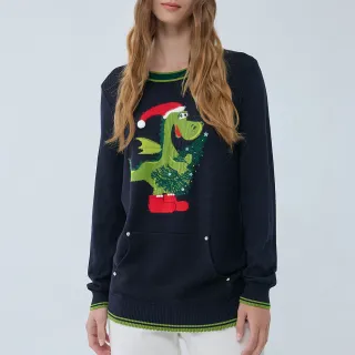 【ILEY 伊蕾】聖誕萌龍圓領針織上衣(深藍色；M-2L；1234405007) 價格比較,價格查詢,歷史價格詳細信息