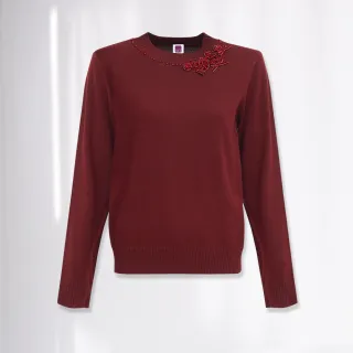 【ILEY 伊蕾】立體玫瑰貼布造型棉質條紋連帽上衣(紅色；M-XL；1224361602) 歷史價格詳細信息