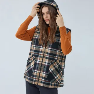 【ILEY 伊蕾】經典格紋大口袋連帽拉鍊棉質背心(藍色；M-XL；1224353602) 歷史價格詳細信息