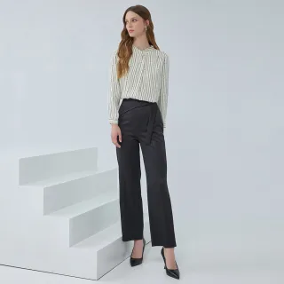 【ILEY 伊蕾】俐落都會腰頭抓褶剪接雪紡寬直筒褲(綠色；M-XL；1232086734) 歷史價格詳細信息