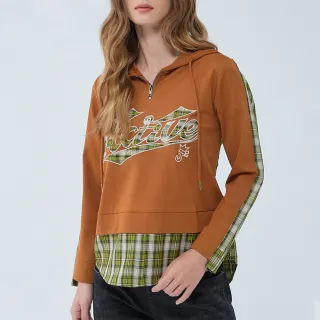 【ILEY 伊蕾】撞色格紋拼接磨毛上衣(淺綠色；M-2L；1234281604) 歷史價格詳細信息