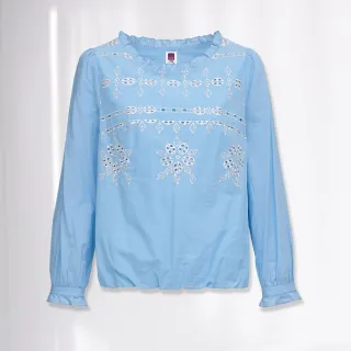 【ILEY 伊蕾】刺繡圖輕牛仔抽鬚反摺直筒褲(藍色；M-2L；1242338619) 歷史價格詳細信息