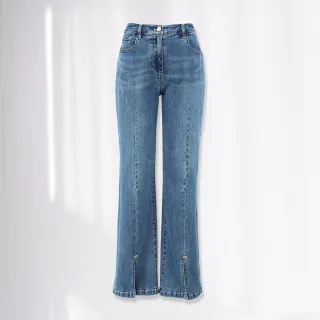 【ILEY 伊蕾】開衩拼接蕾絲微彈喇叭牛仔褲(淺藍色；M-XL；1242268608) 歷史價格詳細信息