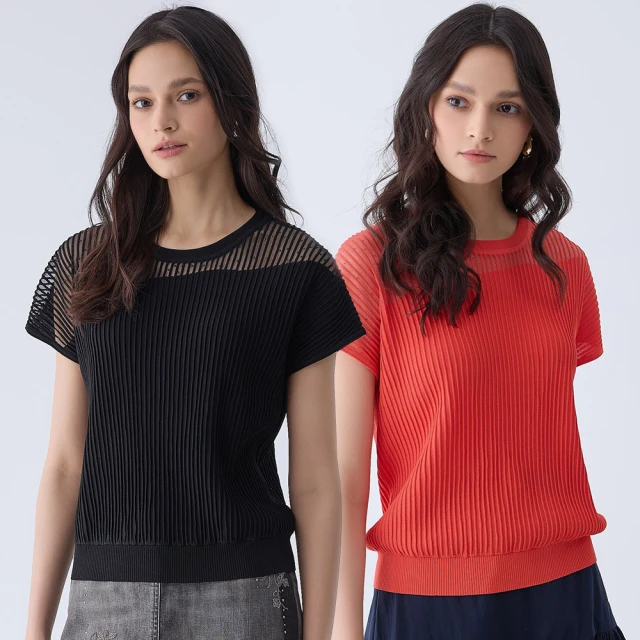 【ILEY 伊蕾】縲縈條紋針織上衣(白色；M-2L；1241455001) 歷史價格詳細信息