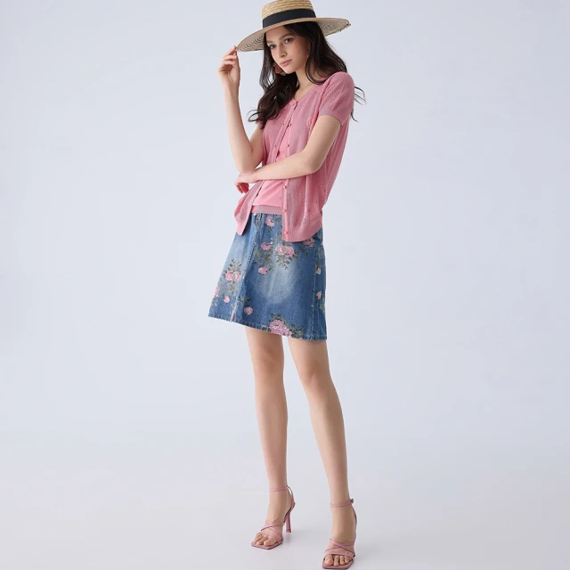 【ILEY 伊蕾】花卉星點抽鬚八分牛仔小直筒褲(白色；M-XL；1233338615) 歷史價格詳細信息