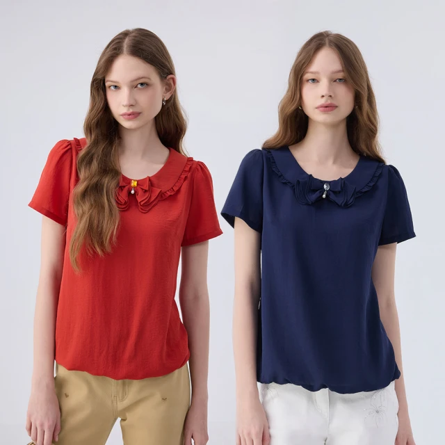 【ILEY 伊蕾】雪紡七分袖造型上衣(深藍；L-3L；1243181103) 歷史價格詳細信息