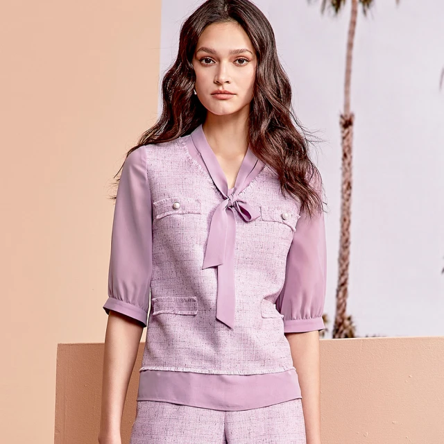 【ILEY 伊蕾】雪紡七分袖造型上衣(深藍；L-3L；1243181103) 歷史價格詳細信息