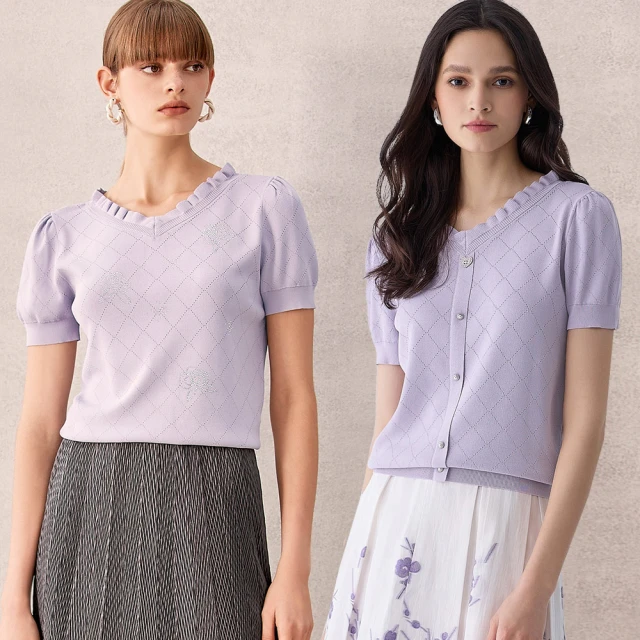 【ILEY 伊蕾】縲縈針織兩面穿V領上衣(淺紫色；M-2L；1241345002) 價格比較,價格查詢,歷史價格詳細信息