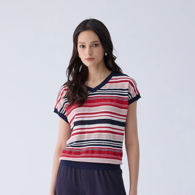 【ILEY 伊蕾】拼接條紋牛仔連帽上衣(藍；M-2L；1243018117) 歷史價格詳細信息