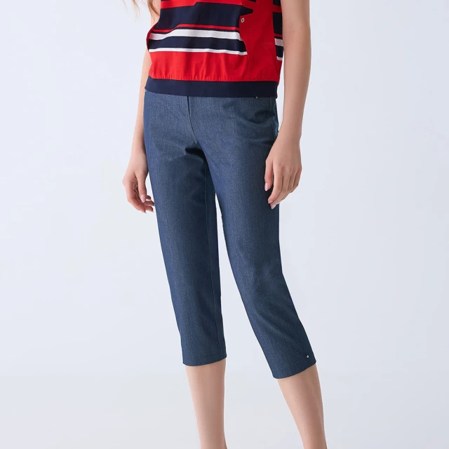 【ILEY 伊蕾】仿牛仔縲縈七分直筒褲(深藍色；M-2L；1242016251) 歷史價格詳細信息