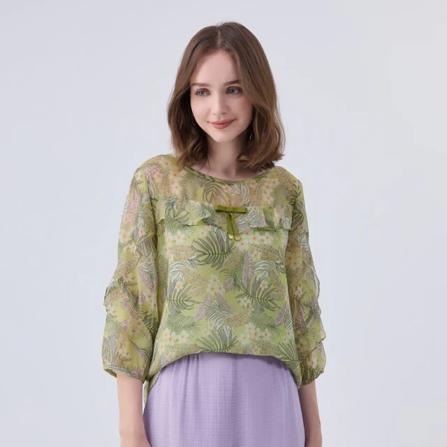 【ILEY 伊蕾】雪紡七分袖造型上衣(深藍；L-3L；1243181103) 歷史價格詳細信息