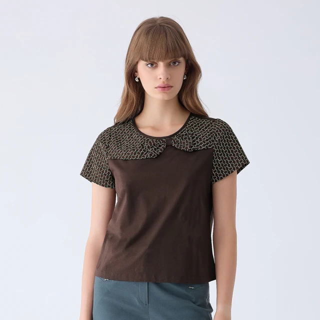 【ILEY 伊蕾】彈性格紋拼接燈籠袖型小口袋上衣1213211002(芥黃) 歷史價格詳細信息