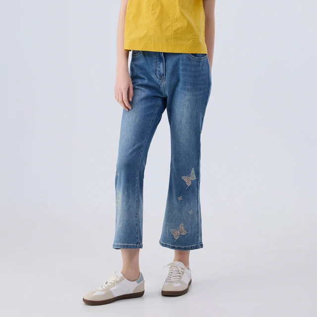 淺藍色微喇牛仔長褲女春季韓版2024新款高腰顯瘦水洗毛邊拖地褲子 歷史價格詳細信息